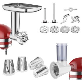 Meat Grinder for KitchenAid Mixer with Cheese Grater Attachments, Metal Meat Grinder kitchenaid and Slicer Shredder Set